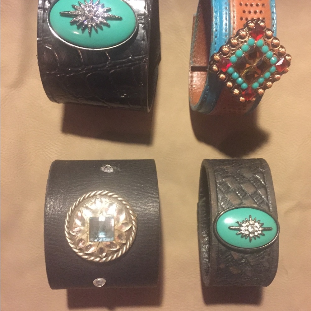 Handmade leather cuff bracelets - Picture 4 of 8